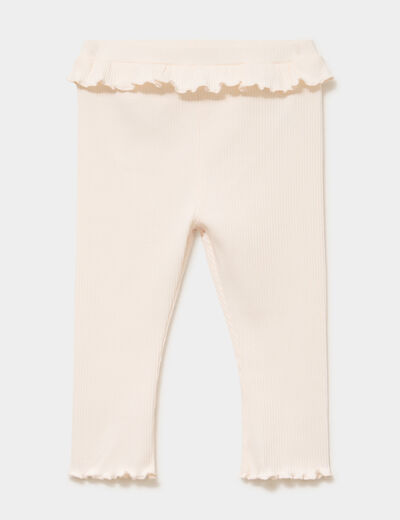 Legging c&ocirc;tel&eacute; &agrave; volants creme b&eacute;b&eacute; fille