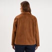 Veste paletot en su&eacute;dine boutonn&eacute;e marron clair femme grande taille