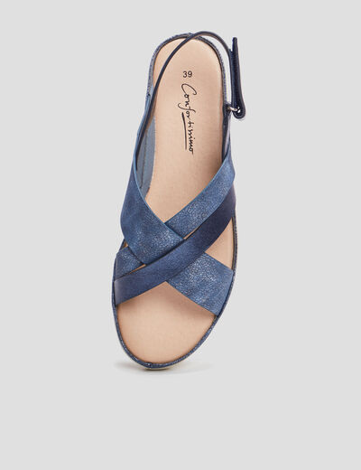 Mules pied large Confortissimo bleu femme