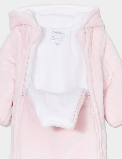 Combinaison pilote effet polaire zippée rose clair bébé fille