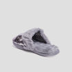 Chaussons mules sequins et fourrure gris femme