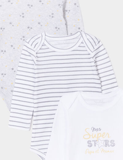 Lot 3 bodies US coton manches longues blanc mixte