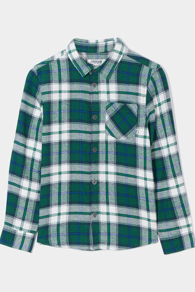 Chemise manches longues Creeks vert foncé garçon
