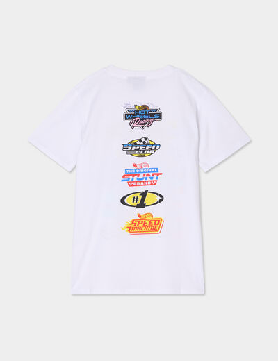 T-shirt manches courtes coton Hotwheels blanc garçon