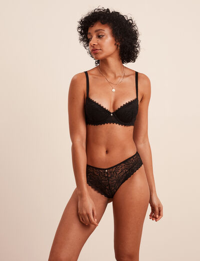 Soutien-gorge corbeille paddé dentelle noir femme