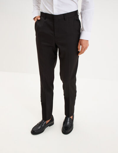Pantalon de costume droit avec pinces noir homme