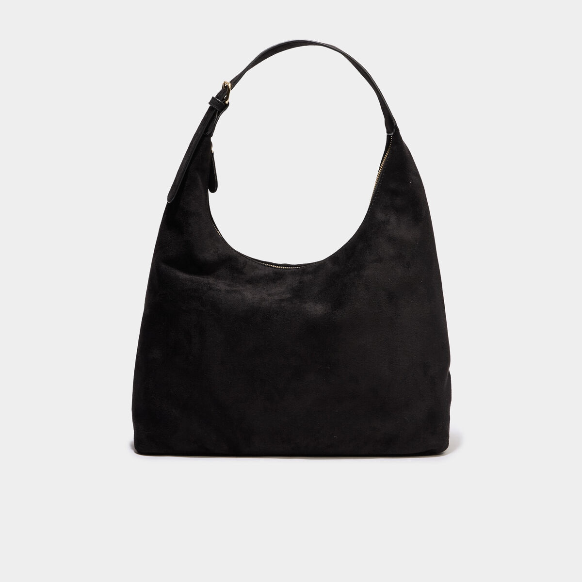 Sac effet su&eacute;dine zipp&eacute; grand format noir femme