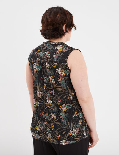 Débardeur ajusté col en V noir femme grande taille