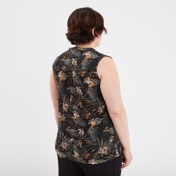 Débardeur ajusté col en V noir femme grande taille