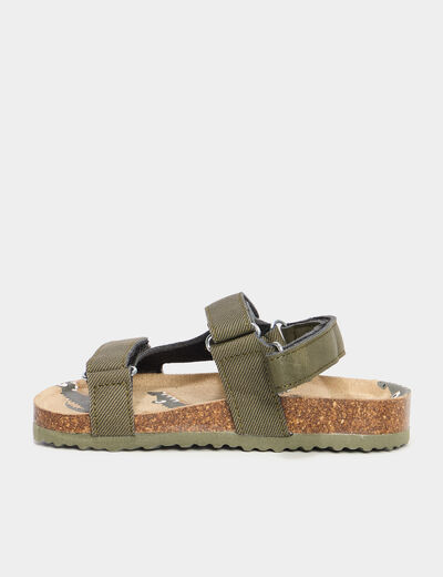 Sandales &agrave; scratchs ajustables vert kaki gar&ccedil;on