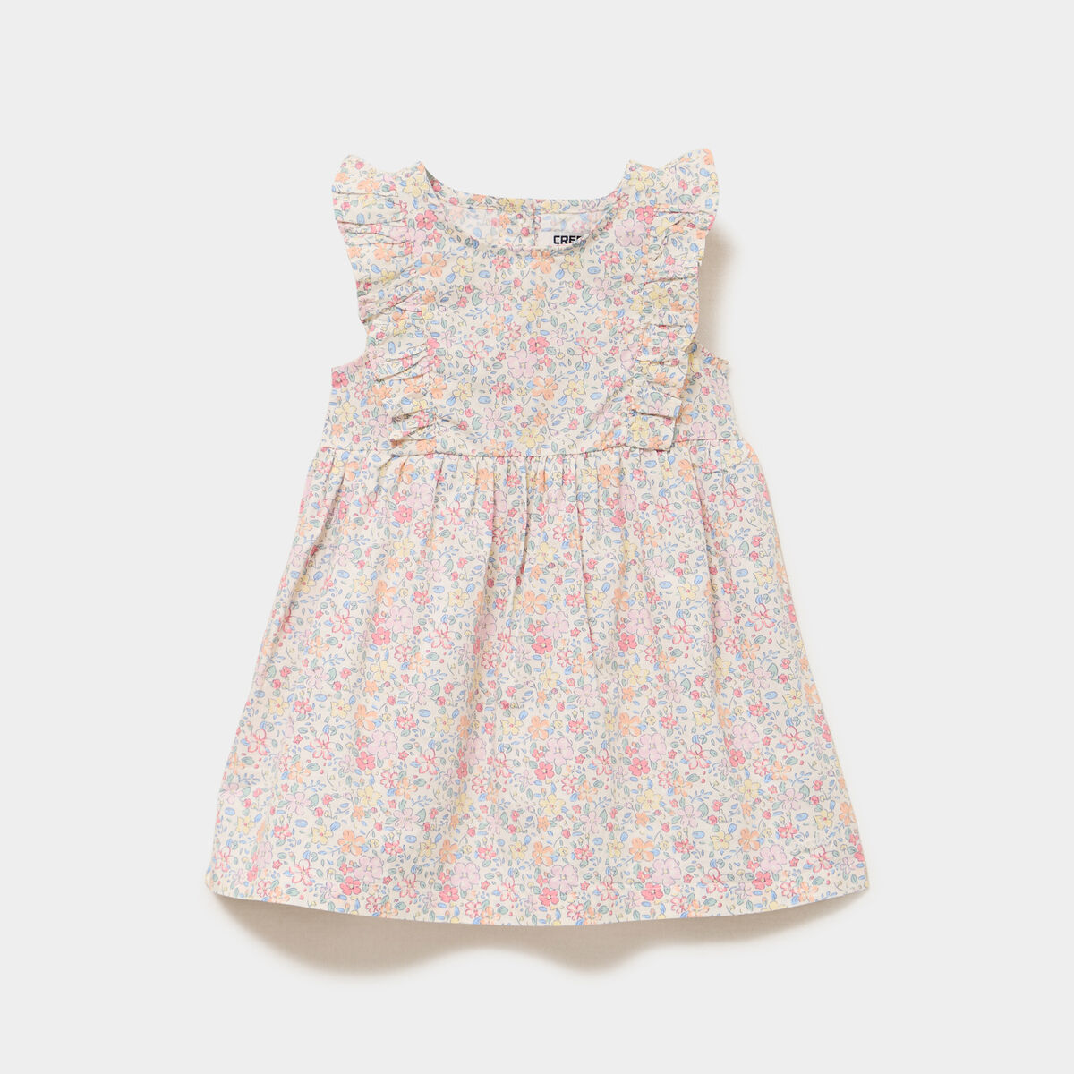 Robe patineuse avec volants coton ecru b&eacute;b&eacute; fille