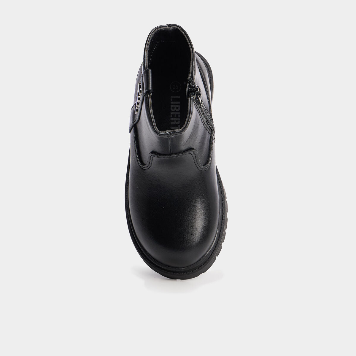 Bottines crantées avec clous coeurs noir fille