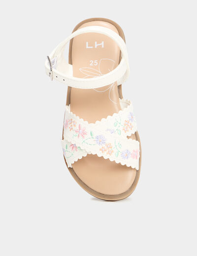 Sandales à broderie blanc fille