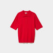 Pull col polo manches courtes rouge femme