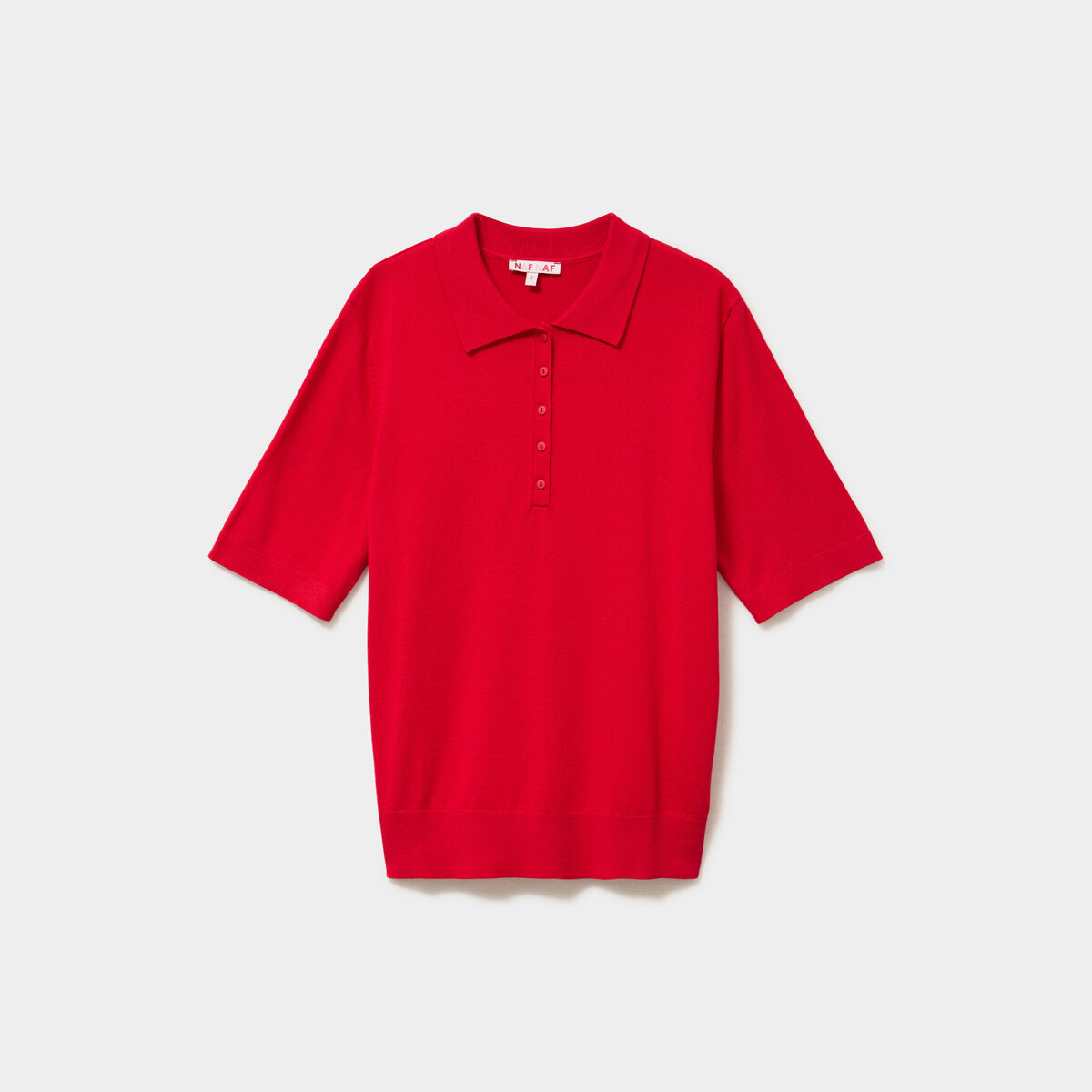Pull col polo manches courtes rouge femme
