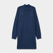 Robe pull col montant manches longues bleu femme