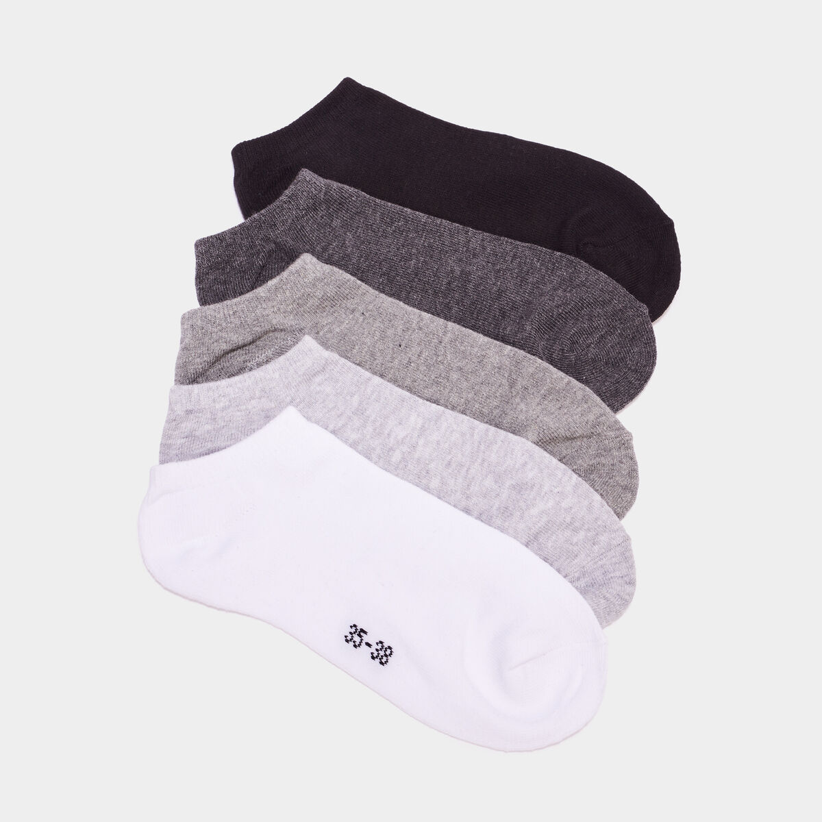 Lot 5 paires chaussettes invisibles gris mixte