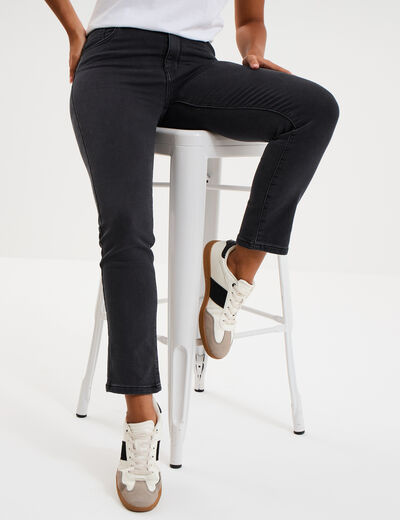 Jean stretch slim 7/8 &egrave;me denim noir femme