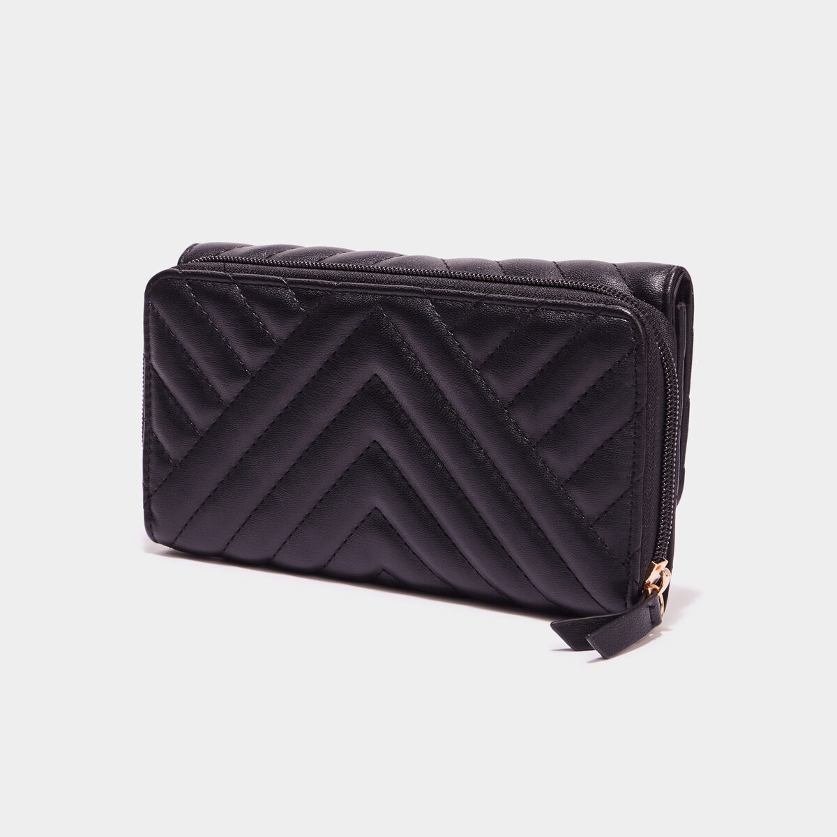 Portefeuille matelassé noir femme