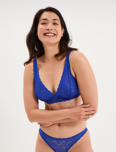 Soutien-gorge triangle dentelle bleu electrique femme