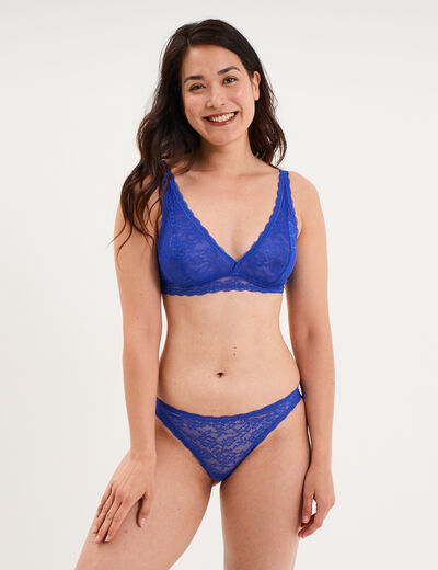 Soutien-gorge triangle dentelle bleu electrique femme