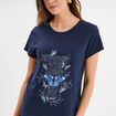 T-shirt ajusté col rond coton Creeks bleu marine femme