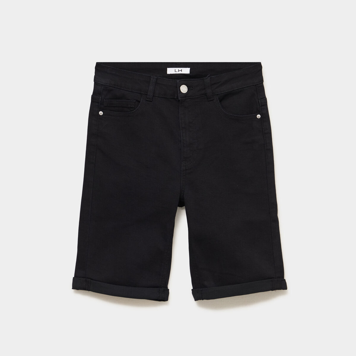 Bermuda en jean slim denim noir femme