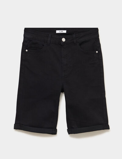 Bermuda en jean slim denim noir femme