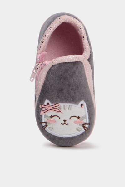 Chaussons botillons effet velours rose b&eacute;b&eacute; fille