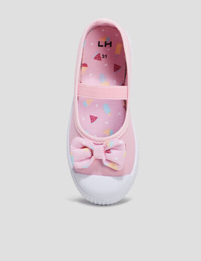 Babies en toile avec noeuds rose fille