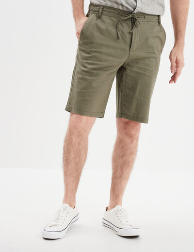 Bermuda chino à coulisse vert kaki homme