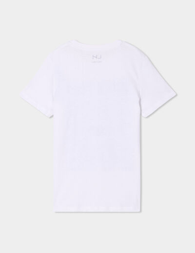 T-shirt col rond manches courtes coton blanc gar&ccedil;on