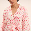 Peignoir kimono court effet satin rose clair femme