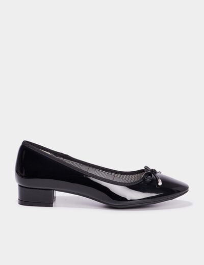 Ballerines à talons vernies noir femme