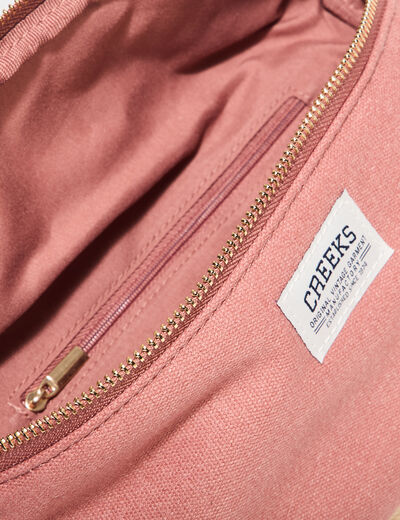 Sac banane bandouli&egrave;re en toile canvas vieux rose femme