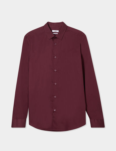 Chemise effet stretch manches longues violet foncé homme