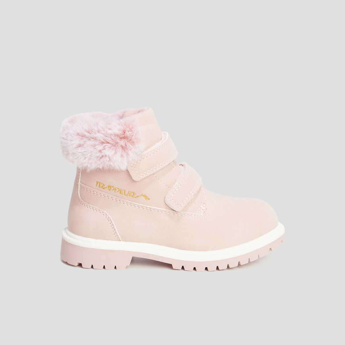 Bottines à scratchs fausse fourrure rose fille