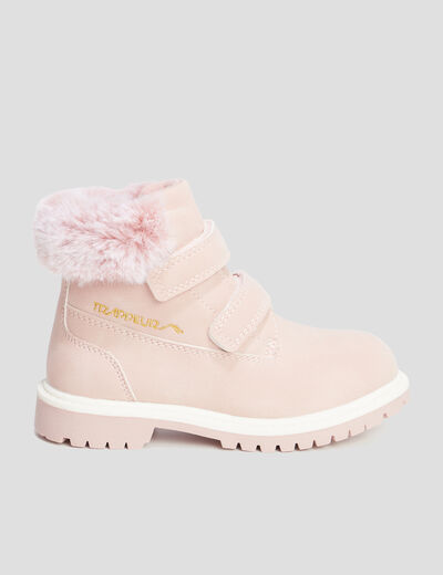 Bottines à scratchs fausse fourrure rose fille