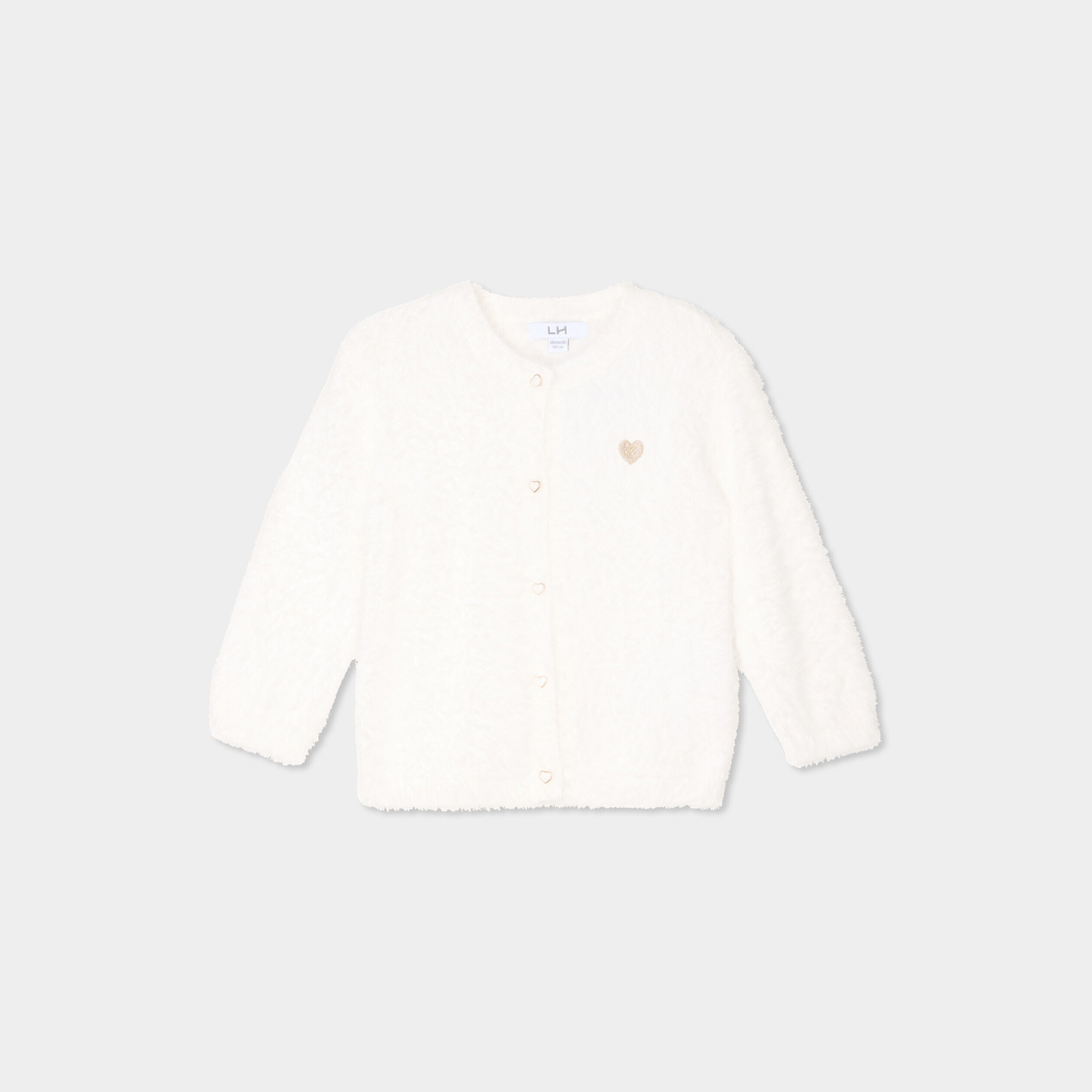 Gilet manches longues boutonné blanc bébé fille LH