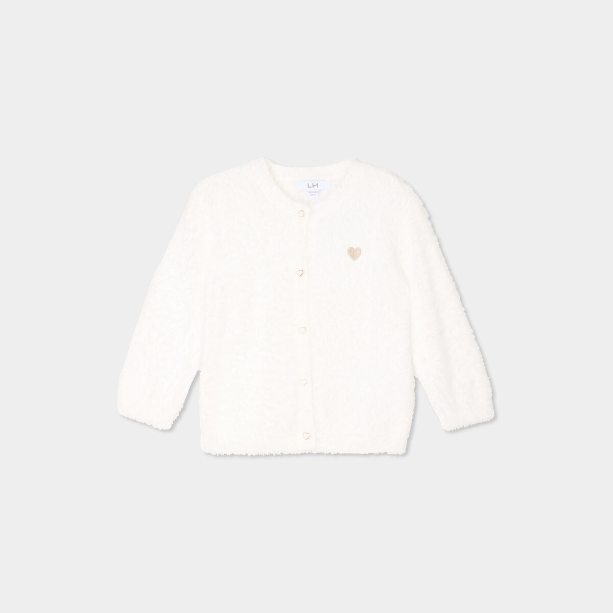 Gilet manches longues boutonn&eacute; blanc b&eacute;b&eacute; fille