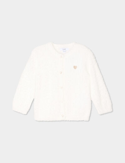 Gilet manches longues boutonné blanc bébé fille