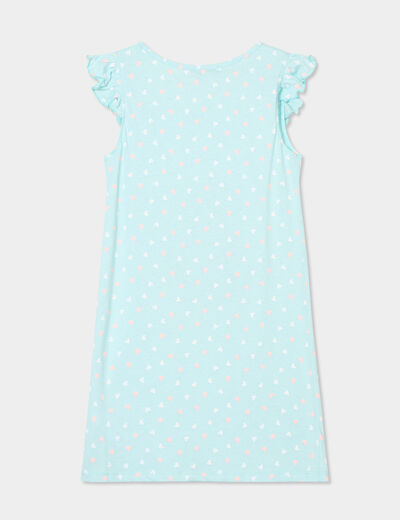 Chemise de nuit courte coton bleu turquoise fille