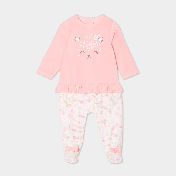 dors bien effet velours manches longues rose poudree bebef Dors-bien effet velours manches longues rose poudrée bébé fille