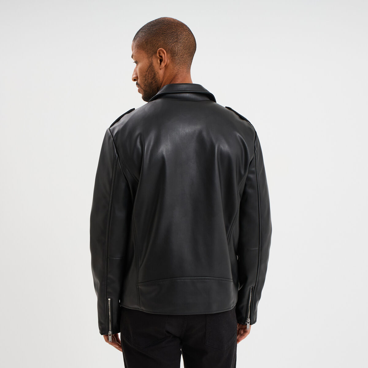 Veste biker simili cuir noir homme