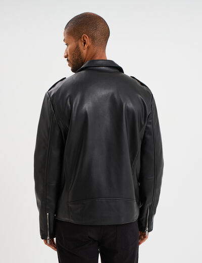 Veste biker simili cuir noir homme