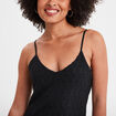 Robe housse col en V aspect ajouré noir femme