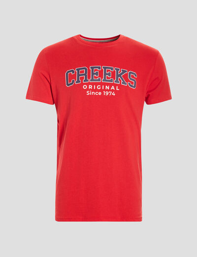 T-shirt manches courtes coton Creeks rouge homme
