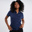 Polo ajusté manches courtes coton bleu marine femme