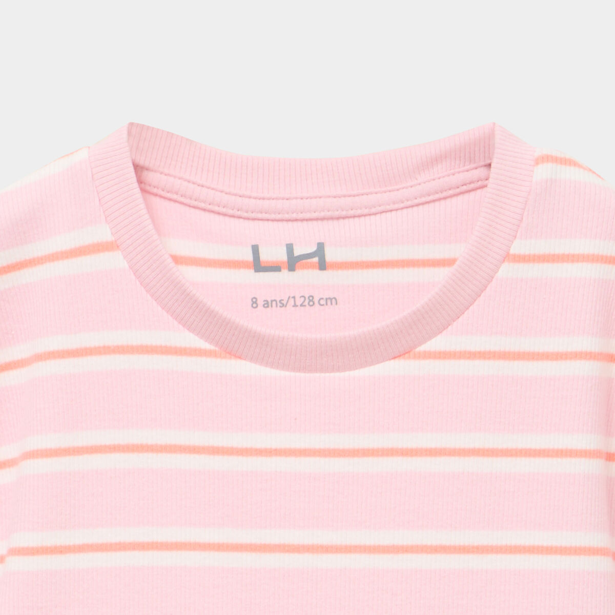 T-shirt c&ocirc;tel&eacute; manches courtes rose clair fille