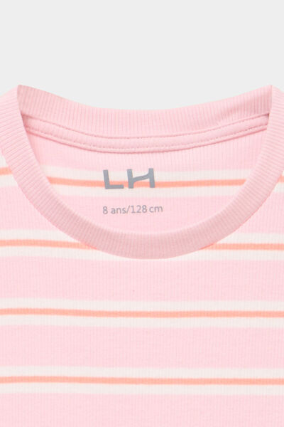 T-shirt c&ocirc;tel&eacute; manches courtes rose clair fille